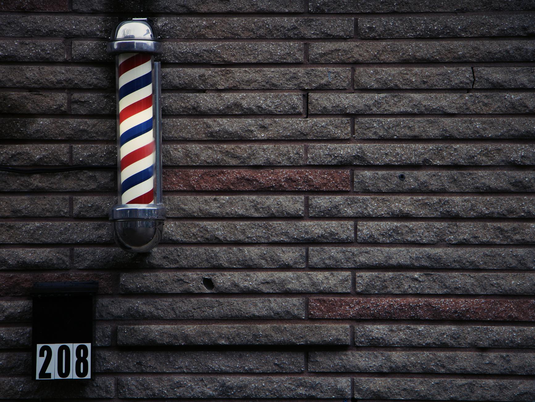 Classic red white and blue barber pole